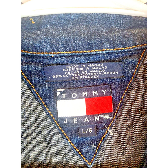 Vintage 90s Y2K Tommy Hilfiger Denim Blue Jean Snap Front Dress Women’s Size L - Picture 2 of 12